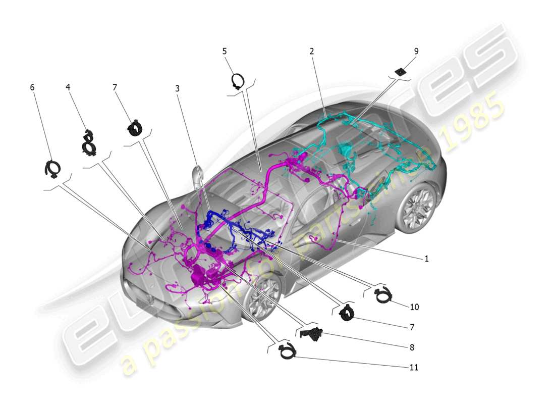 maserati mc20 cielo (2023) hauptverkabelung teilediagramm
