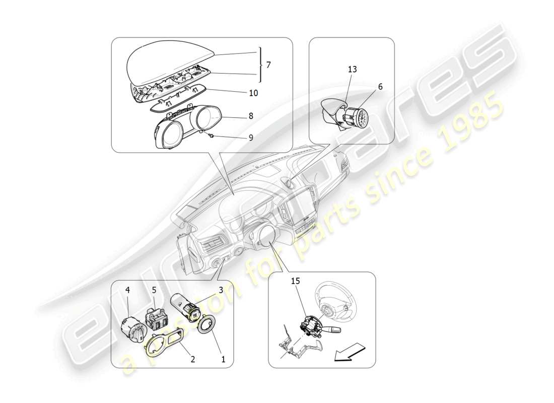 maserati ghibli (2014) dashboard-geräte ersatzteildiagramm