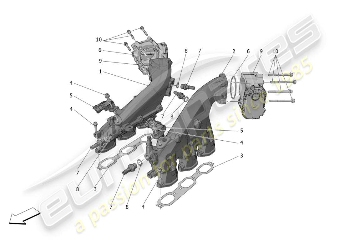 maserati mc20 cielo (2023) ansaugkrümmer und drosselklappengehäuse teilediagramm