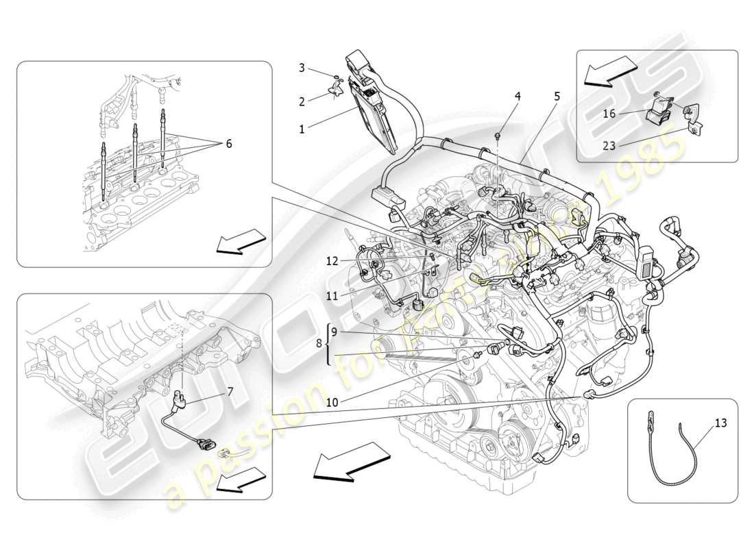 maserati quattroporte (2018) elektronische steuerung: einspritz- und motorsteuerungssteuerung teilediagramm