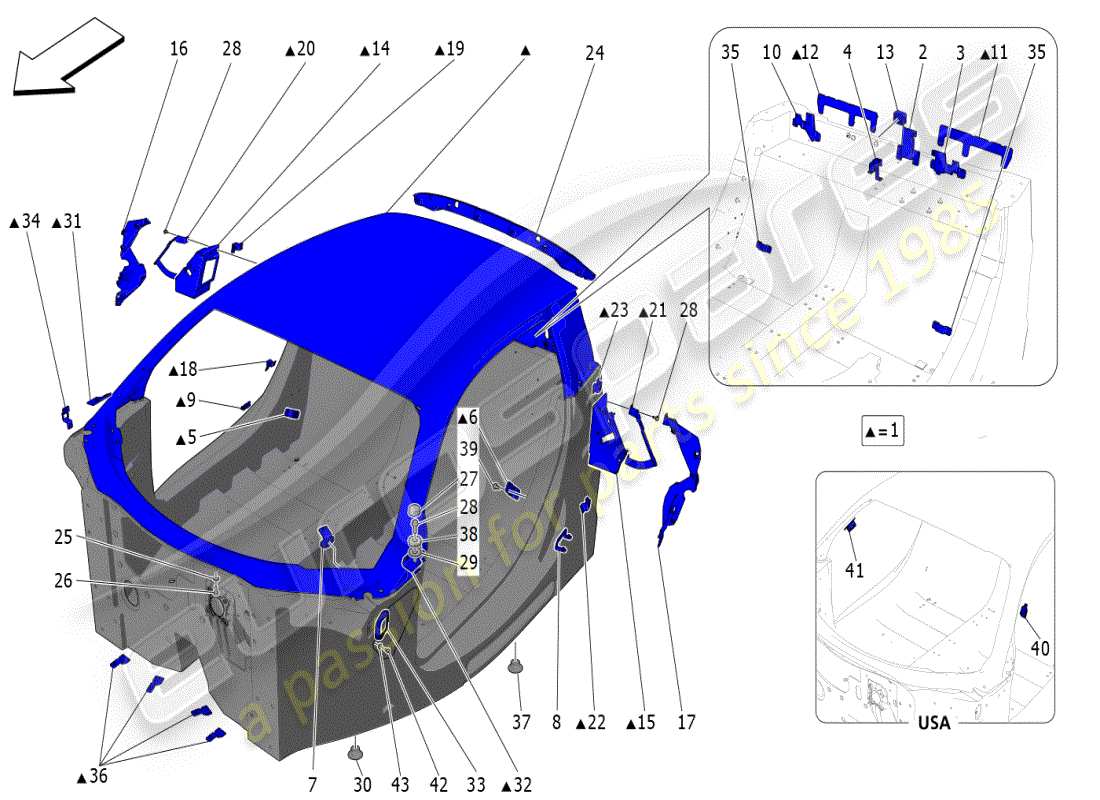 maserati mc20 (2024) central monocoque ersatzteildiagramm
