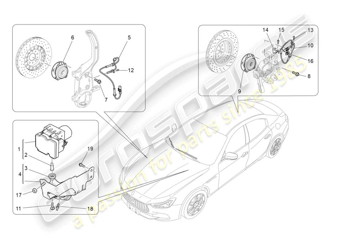 maserati ghibli (2016) bremssteuersysteme teilediagramm