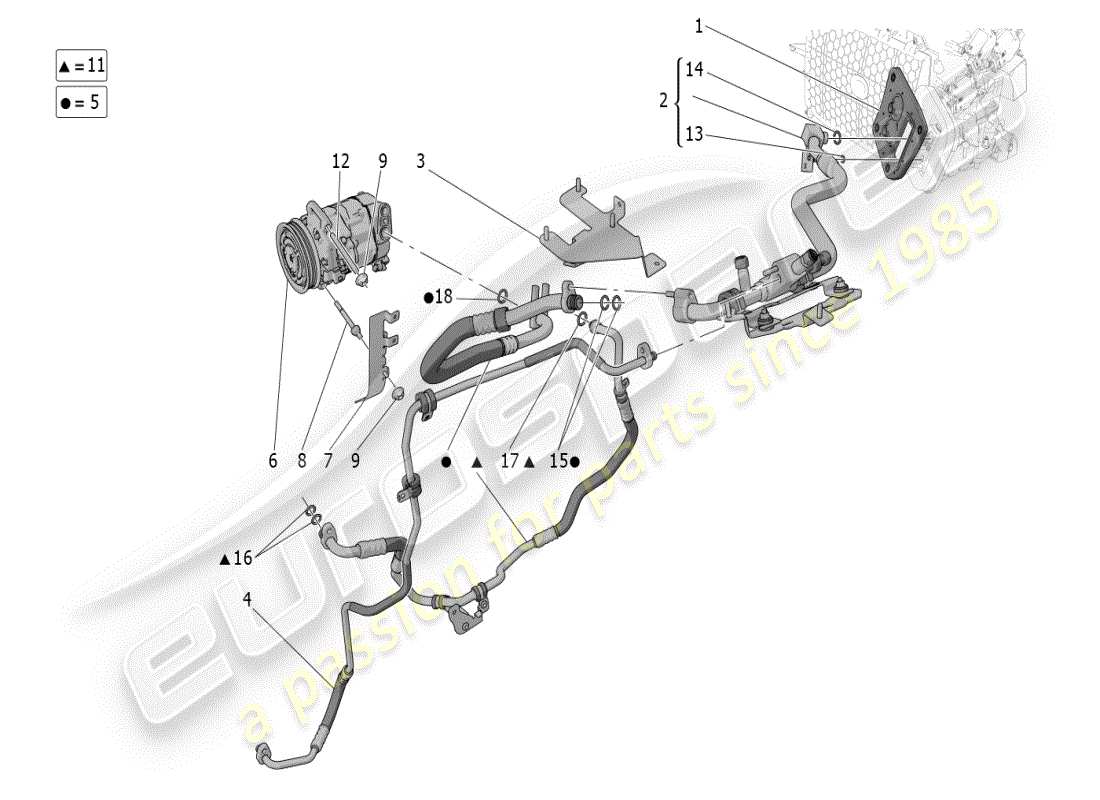 maserati grecale modena (2023) klimaanlage: geräte im motorraum ersatzteildiagramm