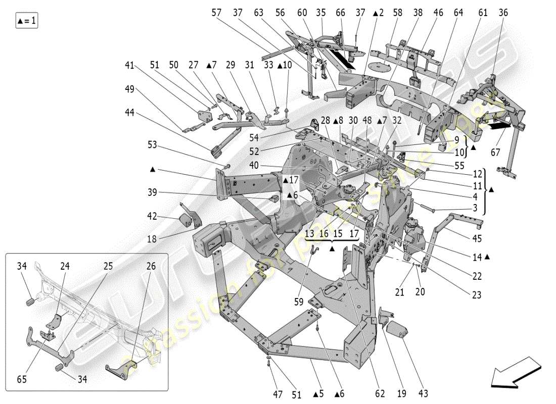 maserati mc20 (2024) hinteres fahrgestell teilediagramm