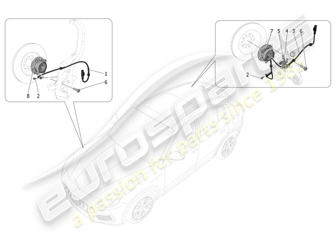 maserati grecale trofeo (2023) bremssteuersysteme teilediagramm