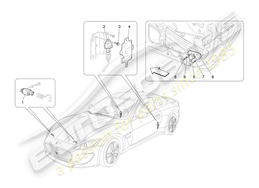 maserati granturismo mc stradale (2012) crashsensoren - ersatzteildiagramm