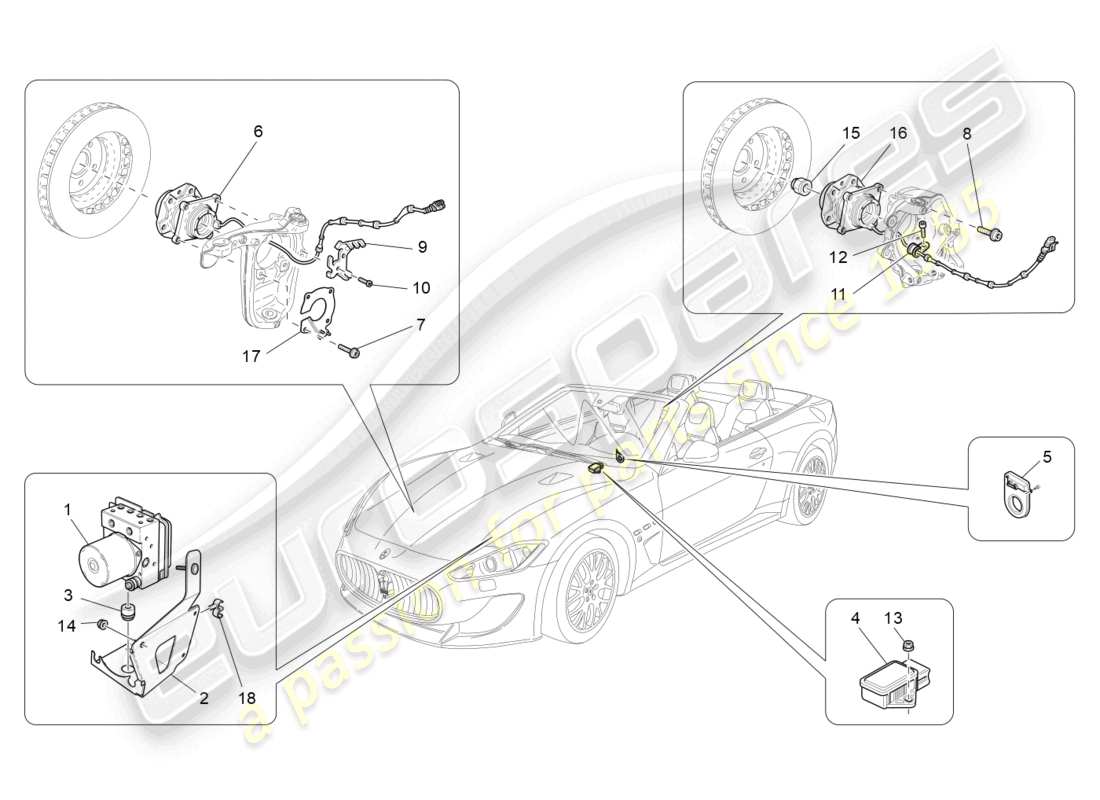maserati grancabrio mc (2013) bremssteuersysteme teilediagramm