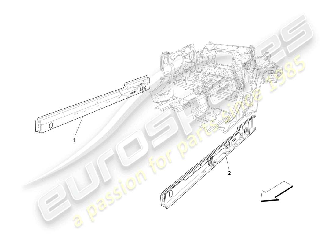 maserati grancabrio mc (2013) zentrale strukturrahmen und bleche teilediagramm