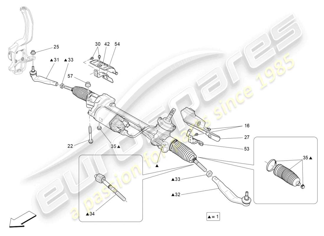 maserati levante zenga (2020) komplette lenkzahnradeinheit ersatzteildiagramm