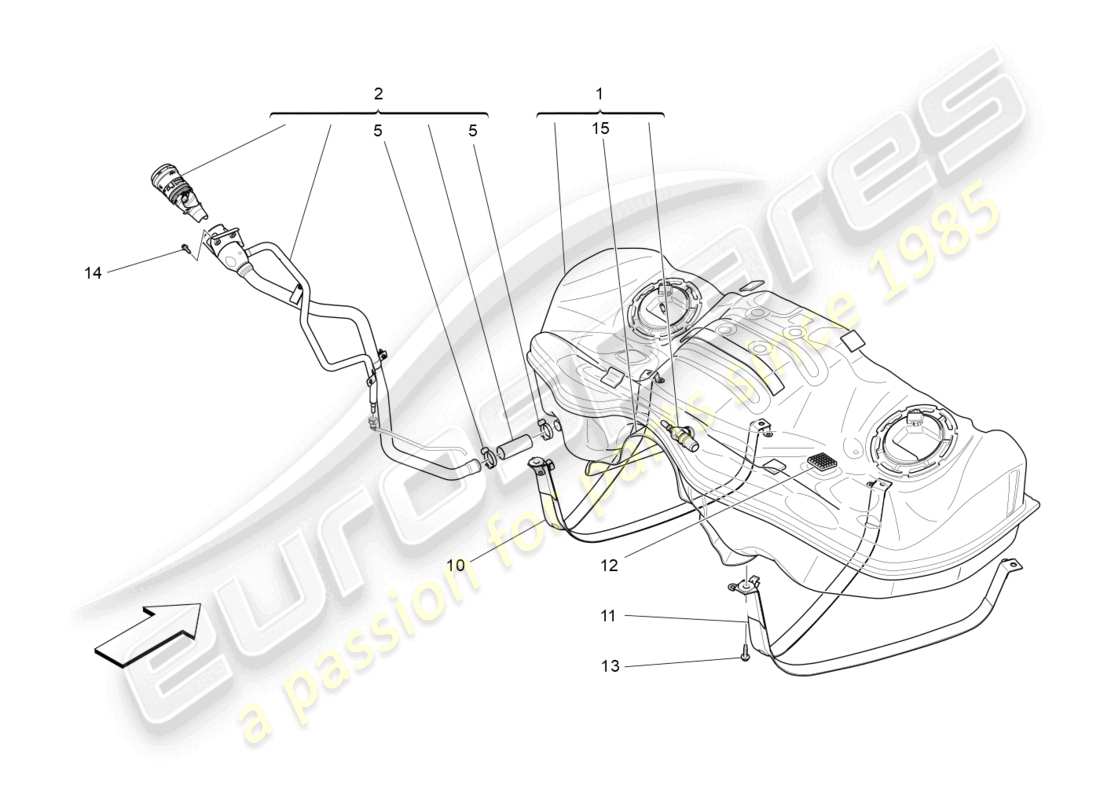 maserati ghibli (2016) kraftstofftank teilediagramm