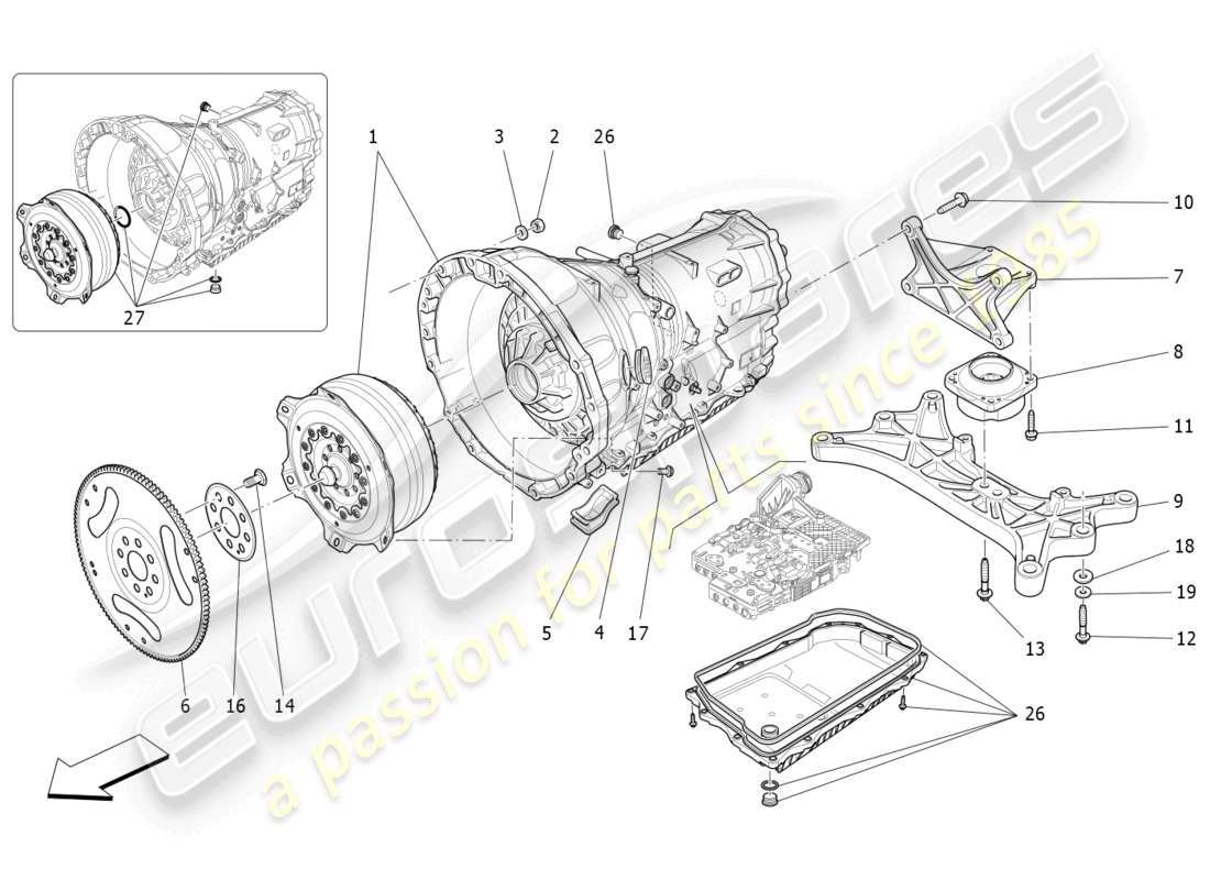 maserati quattroporte (2018) getriebegehäuse ersatzteildiagramm
