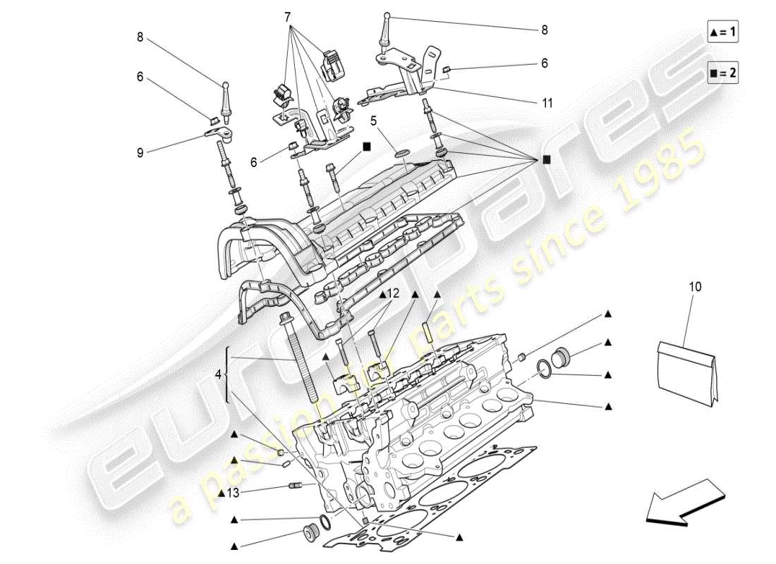 maserati ghibli (2021) teilediagramm für rechten zylinderkopf