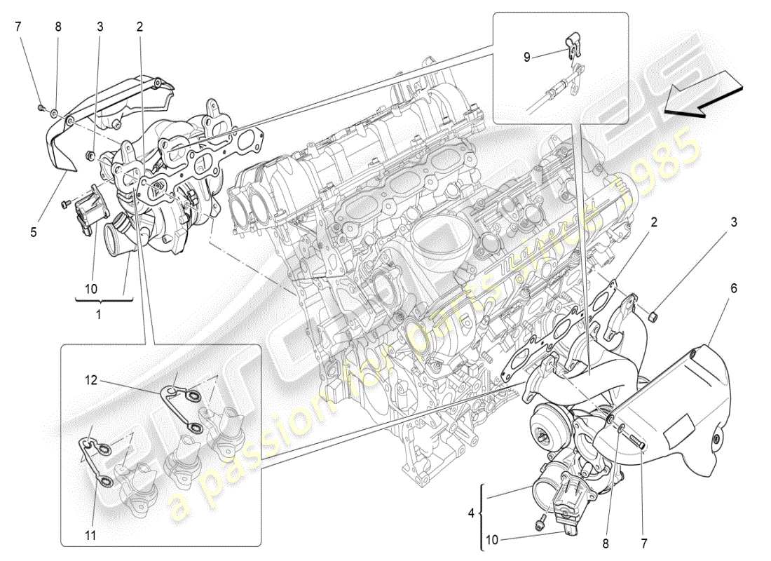 maserati ghibli (2021) turboladersystem: ausrüstung teilediagramm