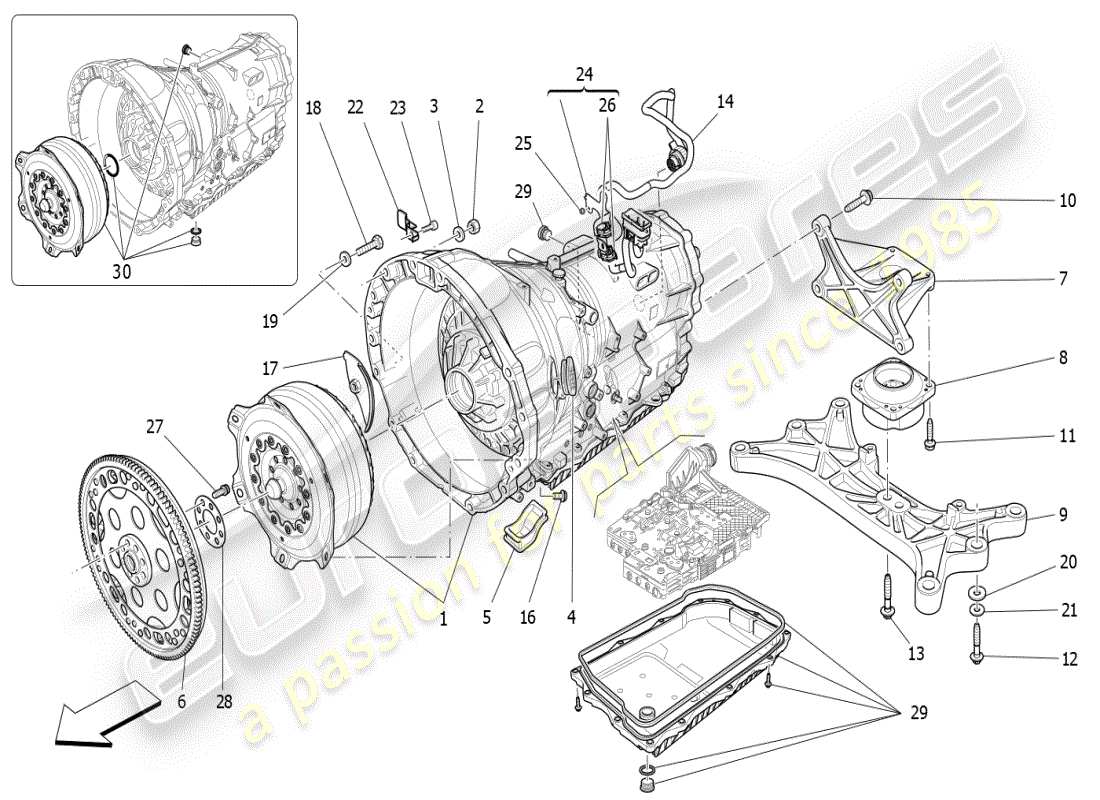 maserati ghibli (2021) getriebegehäuse ersatzteildiagramm