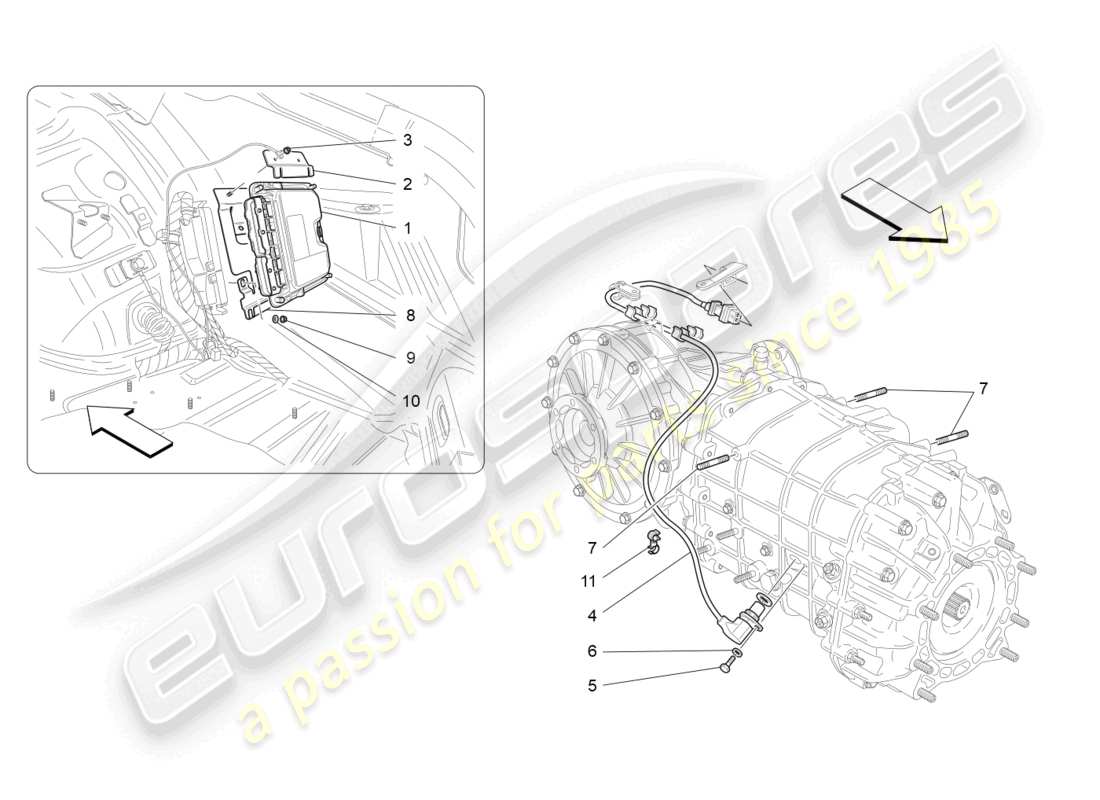 maserati granturismo mc stradale (2011) elektronische steuerung (getriebe) teilediagramm