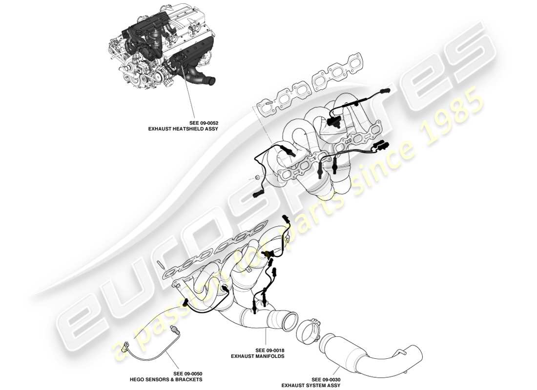 aston martin one-77 (2011) abgaskrümmer teilediagramm