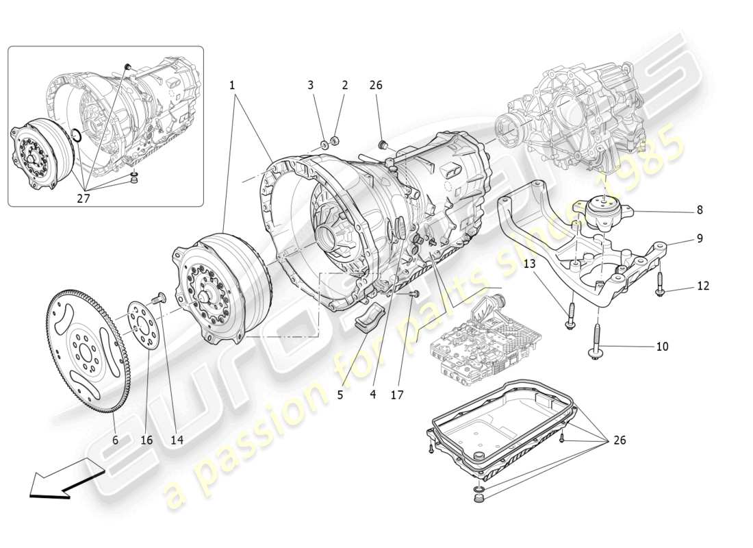maserati levante (2020) getriebegehäuse ersatzteildiagramm