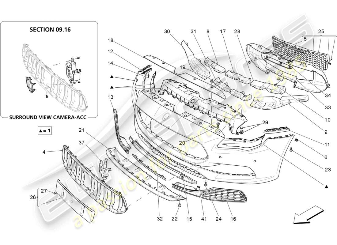 maserati quattroporte (2018) frontstoßstange teilediagramm