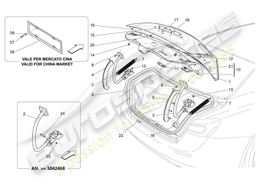 maserati ghibli (2016) hintere klappe - teilediagramm