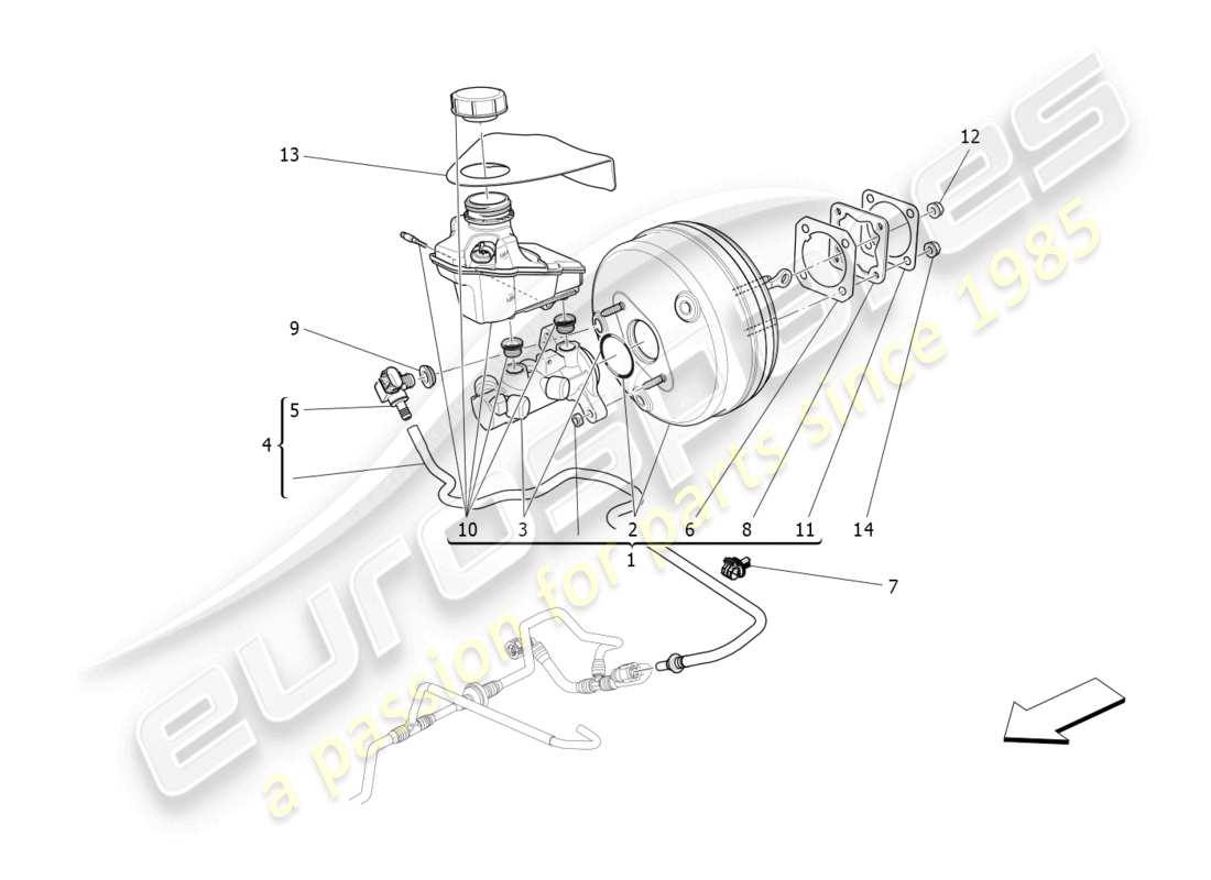 maserati quattroporte (2018) bremsservosystem teilediagramm