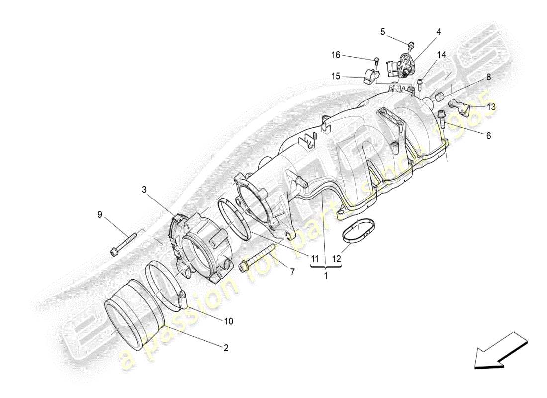 maserati ghibli (2021) ansaugkrümmer und drosselklappengehäuse teilediagramm