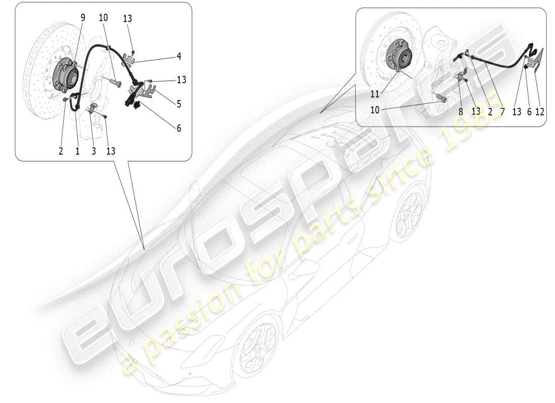 maserati mc20 (2024) bremssteuersysteme teilediagramm