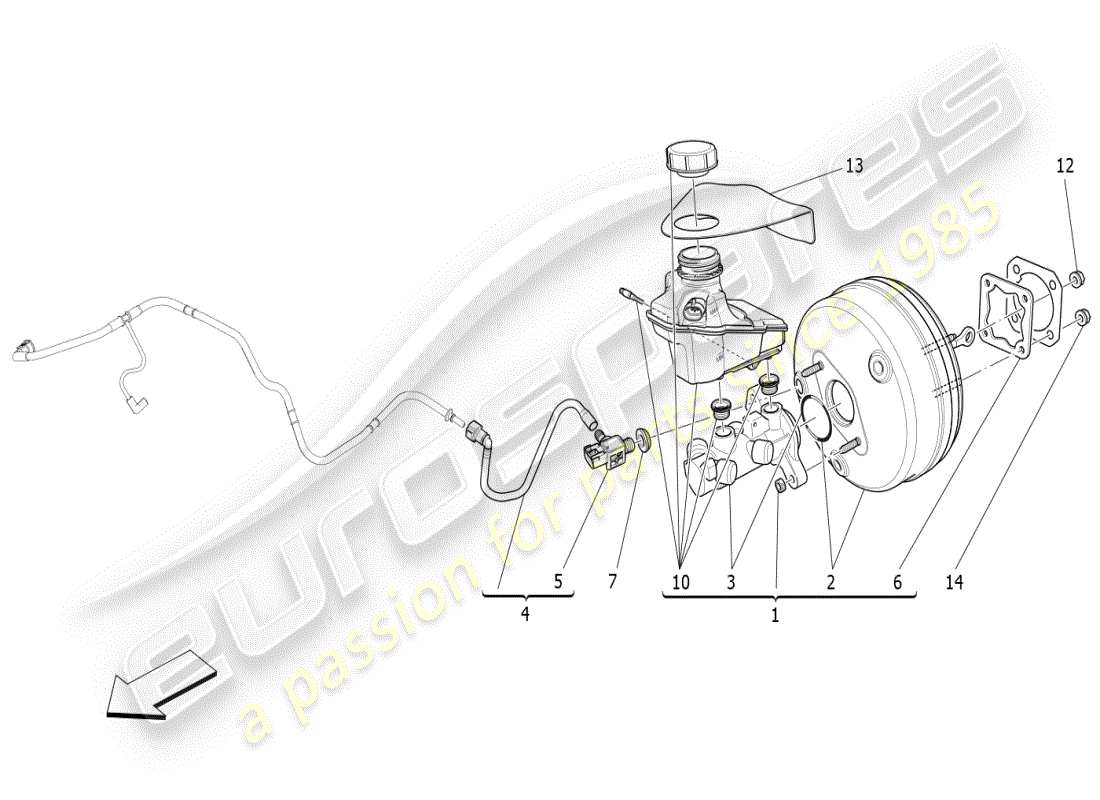maserati ghibli (2019) bremsservosystem teilediagramm