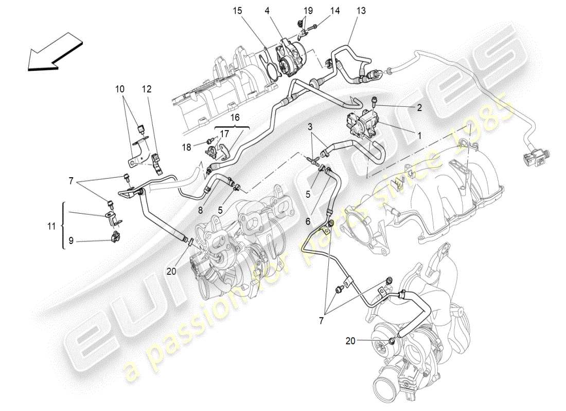 maserati ghibli (2019) zusatzluftsystem teilediagramm