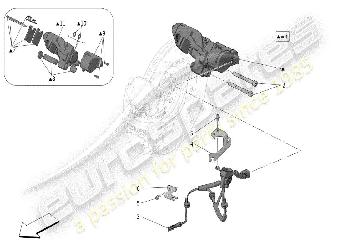 maserati mc20 (2024) feststellbremse teilediagramm