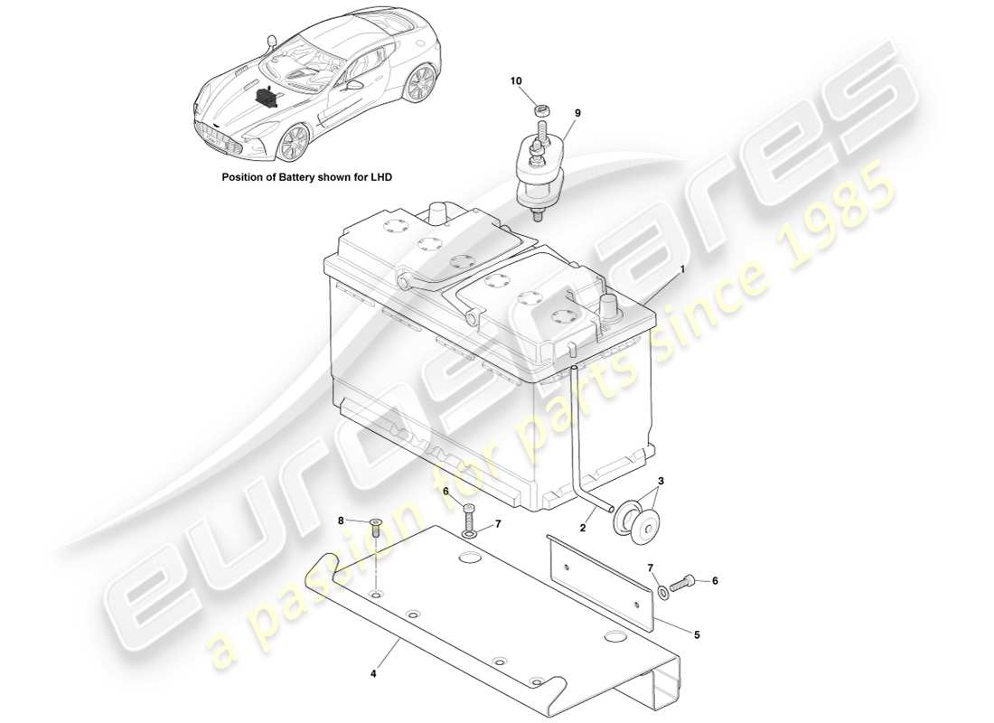 aston martin one-77 (2011) batterie teilediagramm