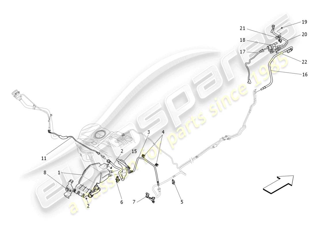 maserati levante gt (2022) kraftstoffdampf-rückführungssystem teilediagramm