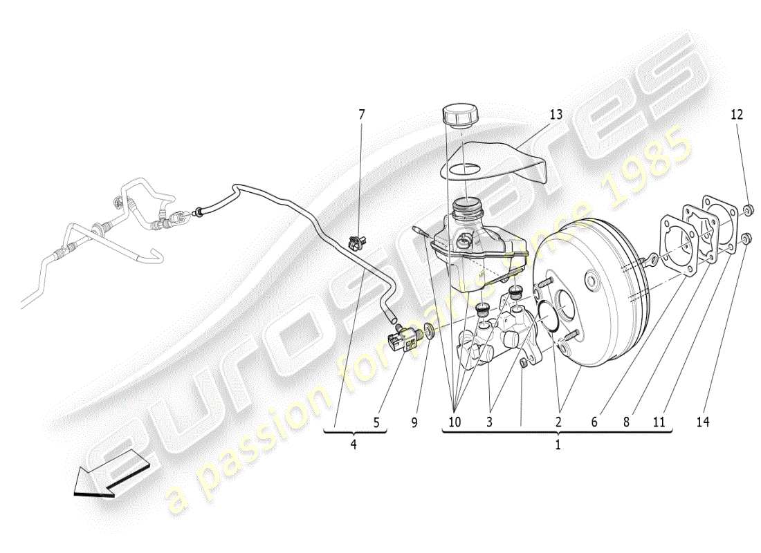 maserati ghibli (2021) bremsservosystem teilediagramm