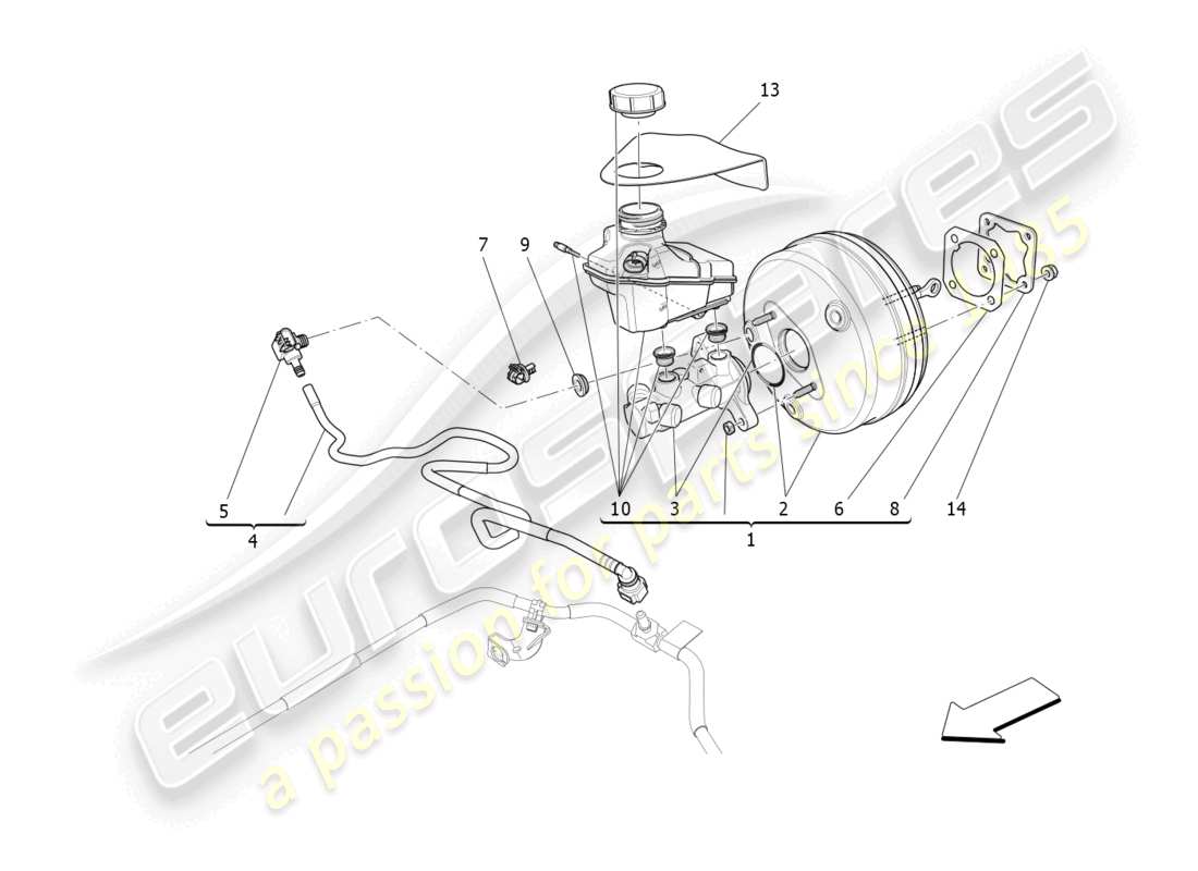 maserati levante (2018) bremsservosystem teilediagramm
