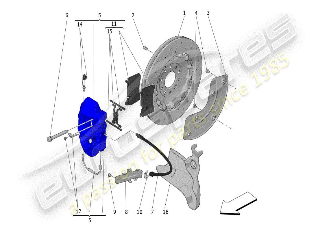 maserati mc20 (2024) bremsvorrichtungen an den hinterrädern ersatzteildiagramm
