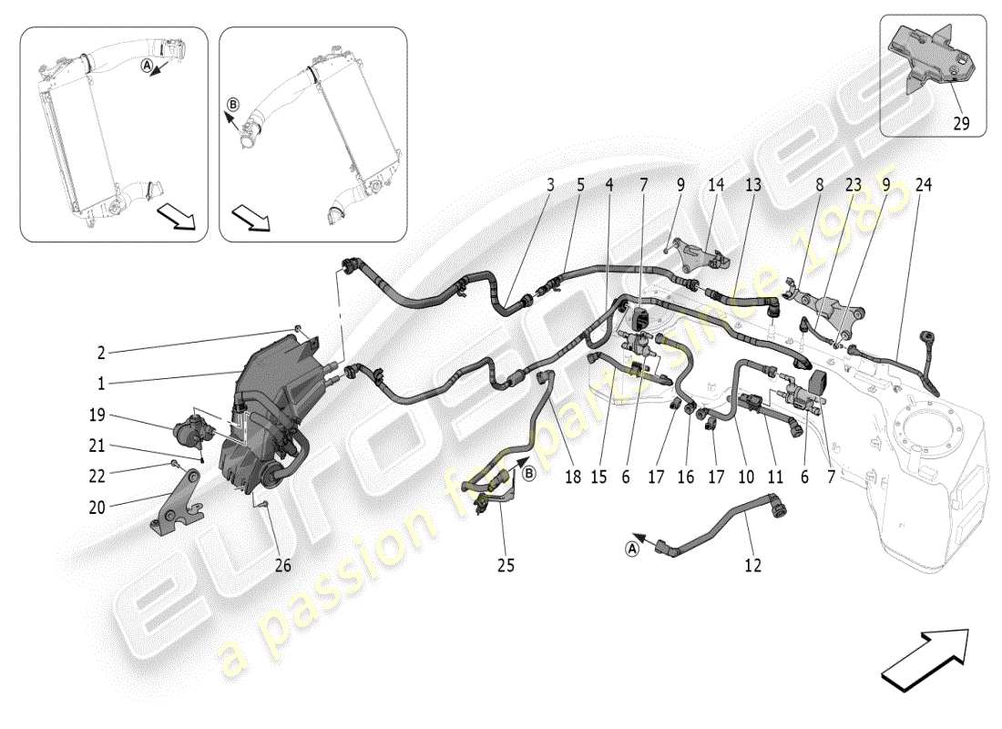 maserati mc20 (2024) kraftstoffdampf-rückführungssystem teilediagramm