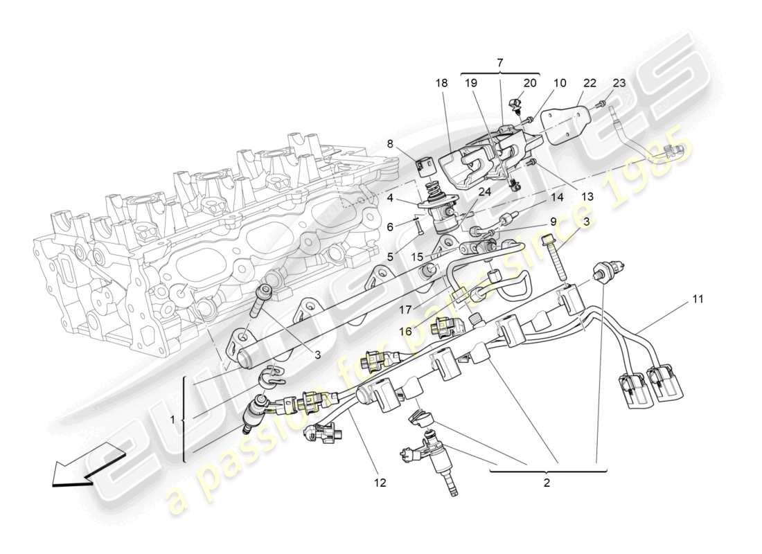 maserati levante (2018) kraftstoffpumpen und anschlussleitungen ersatzteildiagramm
