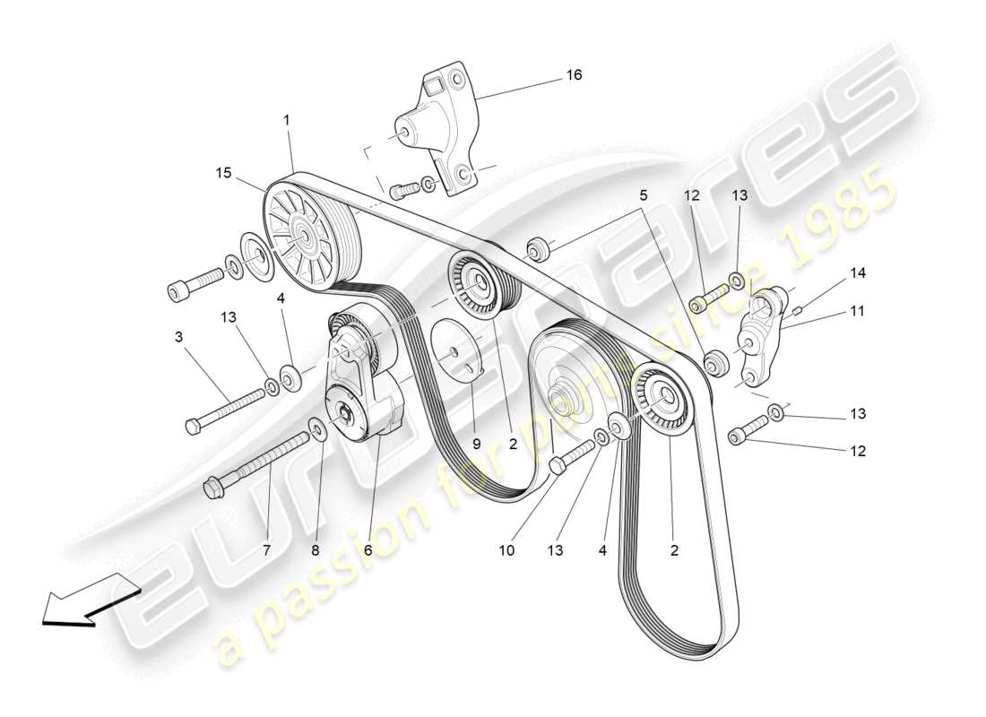 maserati levante modena (2022) zusatzgeräteriemen ersatzteildiagramm