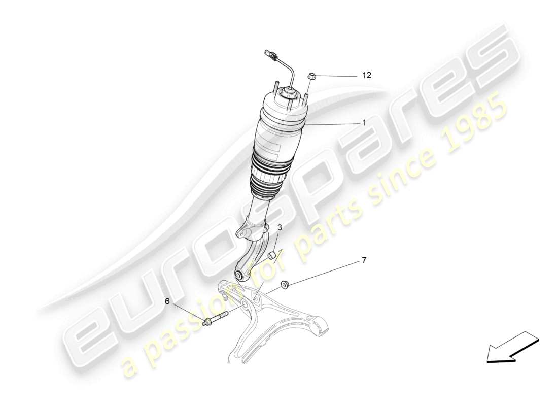 maserati levante modena (2022) vordere stossdämpfereinrichtungen teilediagramm