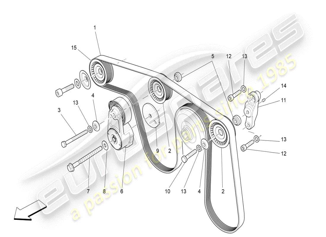maserati ghibli (2019) zusatzgeräteriemen ersatzteildiagramm