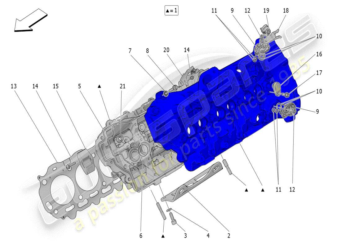 maserati mc20 (2024) linker zylinderkopf teilediagramm