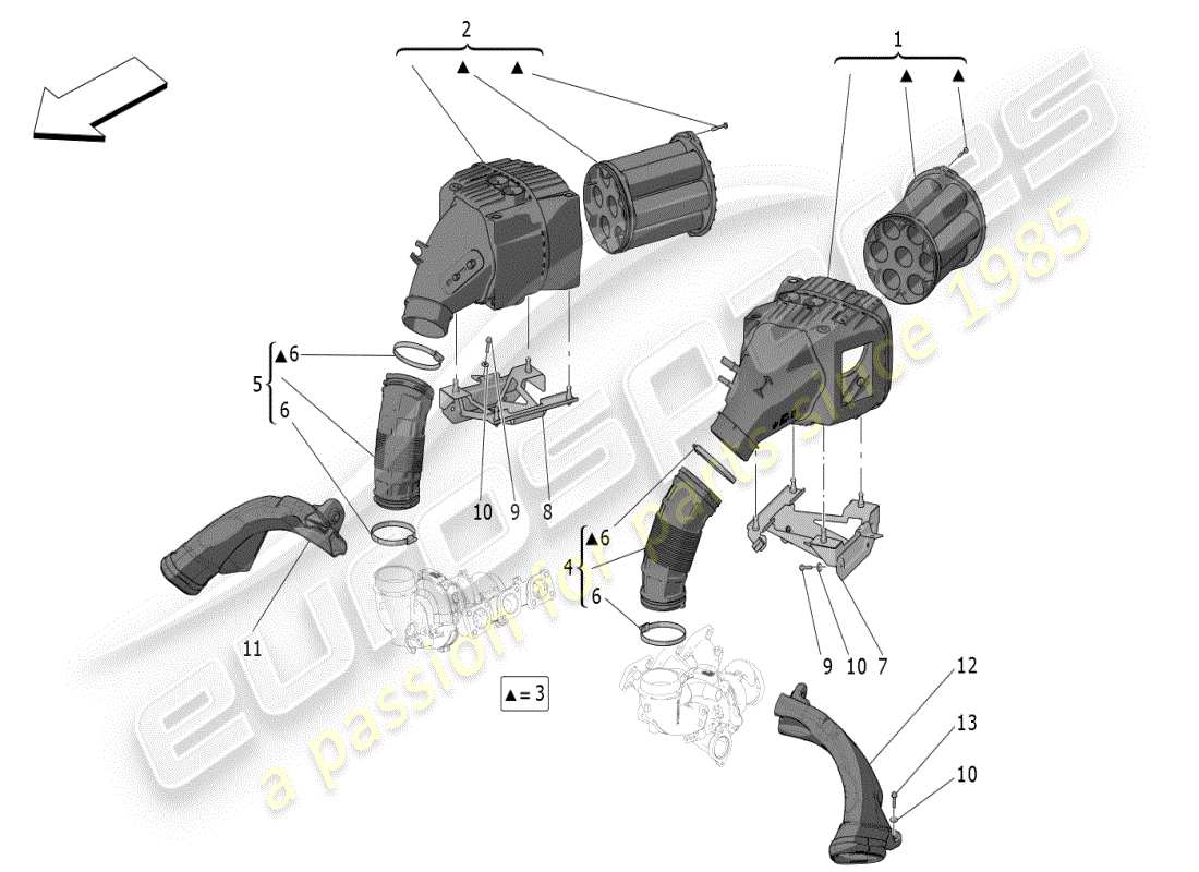 maserati mc20 (2024) luftfilter, lufteinlass und kanäle teilediagramm