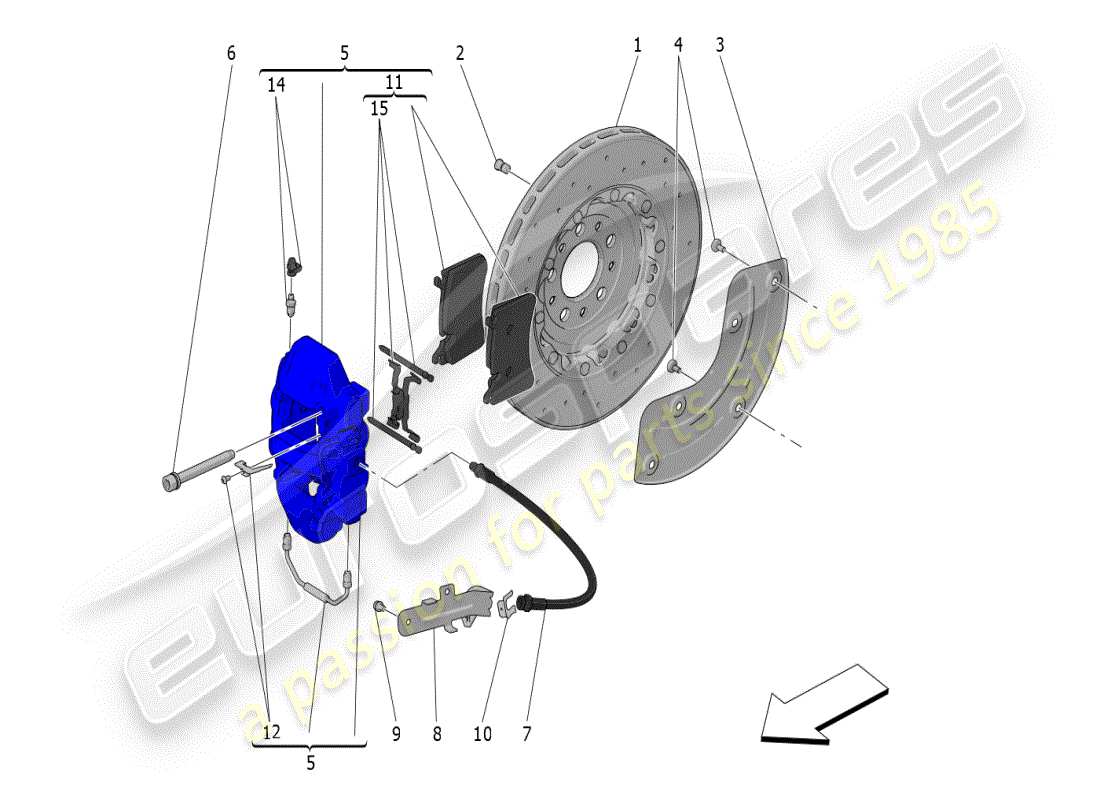 maserati mc20 (2024) bremsvorrichtungen an hinterrädern teilediagramm