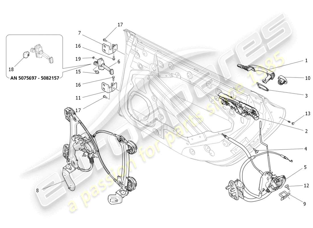 maserati ghibli (2018) hintere türen: mechanismen teilediagramm