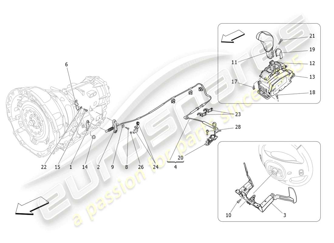 maserati levante (2018) fahrersteuerung für automatikgetriebe ersatzteildiagramm