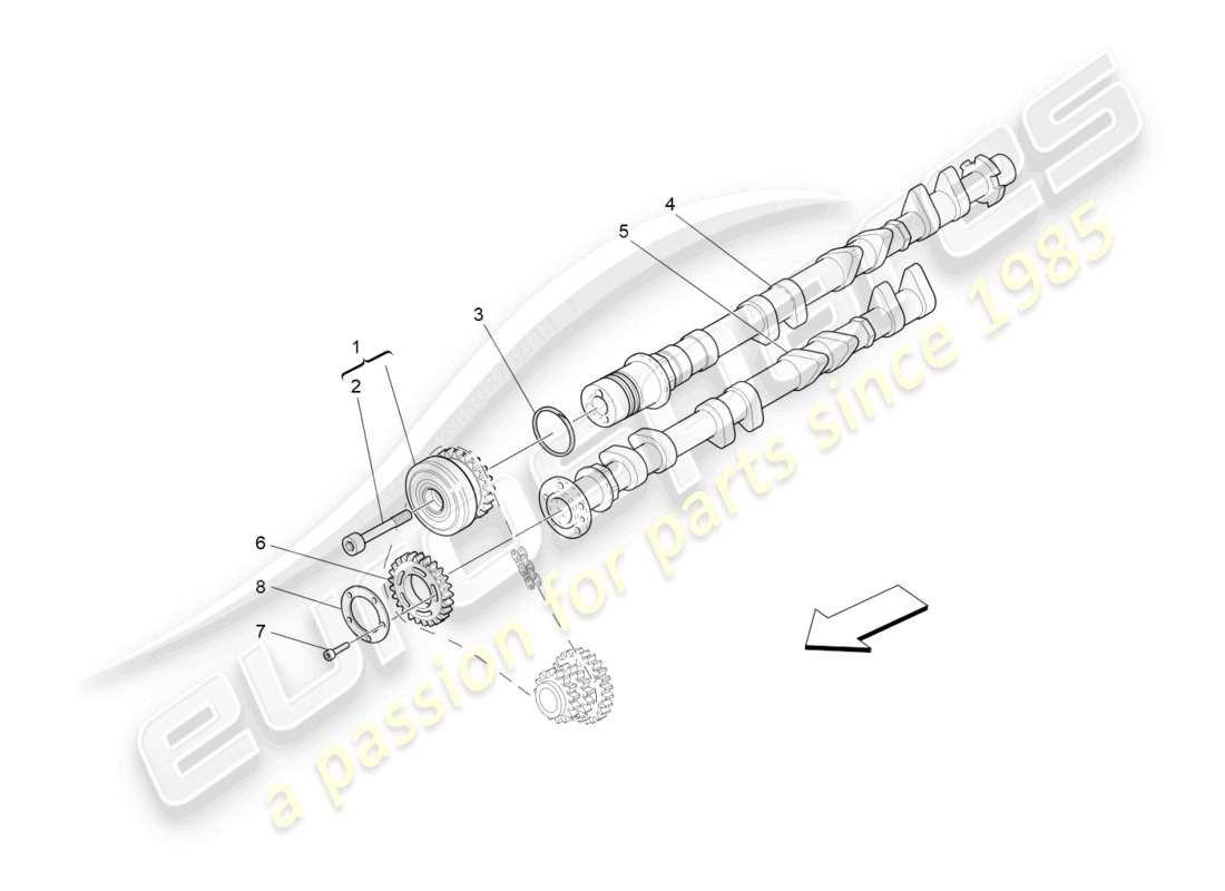 maserati granturismo mc stradale (2013) rh zylinderkopf nockenwellen ersatzteildiagramm