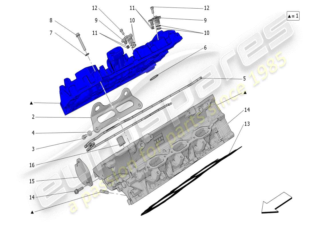 maserati mc20 (2024) rechter zylinderkopf teilediagramm