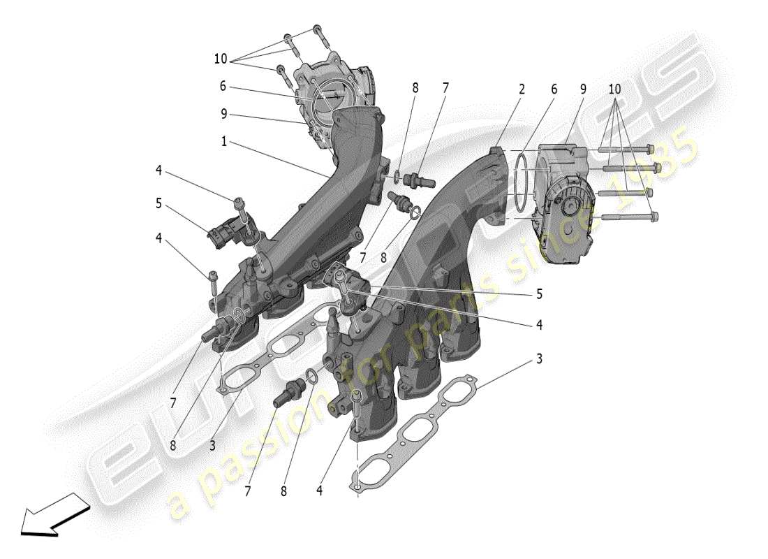 maserati mc20 (2024) ansaugkrümmer und drosselklappengehäuse teilediagramm
