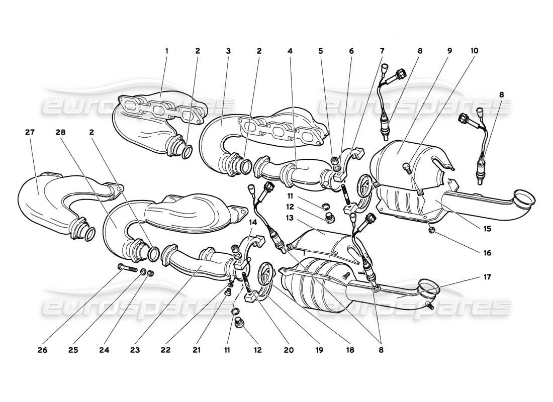 lamborghini diablo 6.0 (2001) abgassystem (meine 2001) teilediagramm