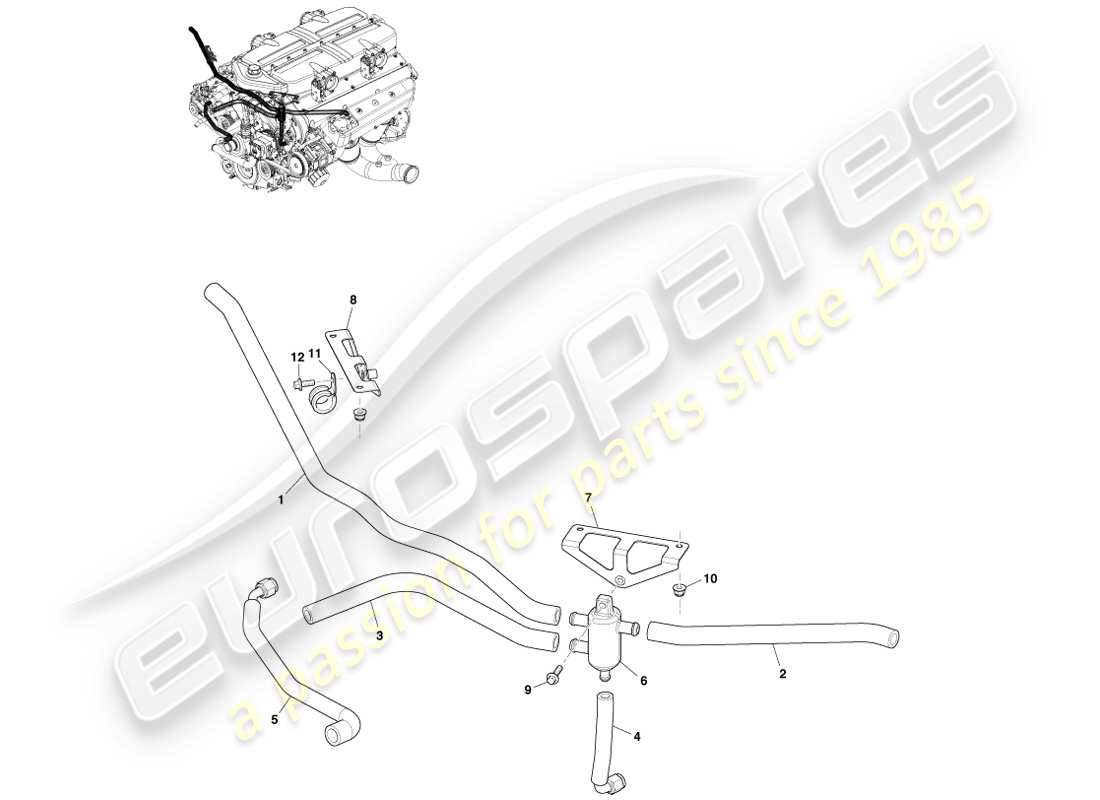aston martin one-77 (2011) teilediagramm für ölentlüftungsrohre