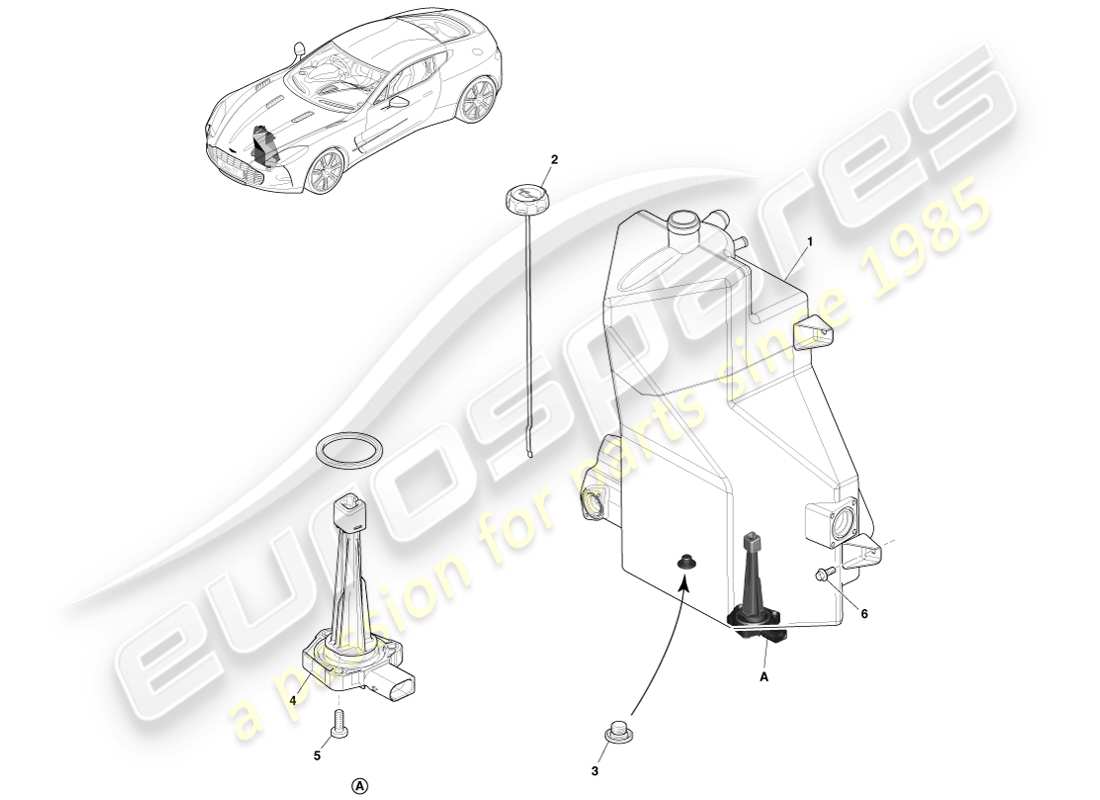 aston martin one-77 (2011) teilediagramm für trockensumpf-öltank